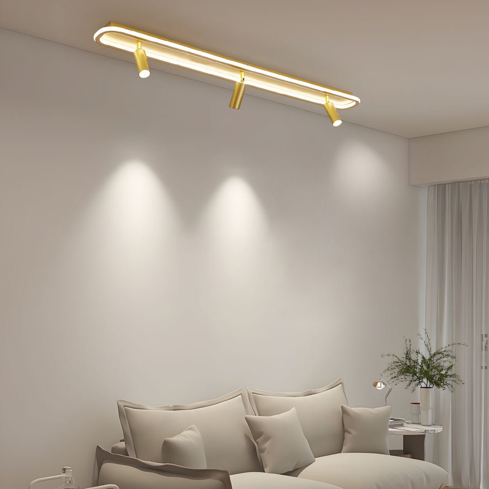 Long Rectangular LED 3-Step Dimming Ceiling Light with Spotlight
