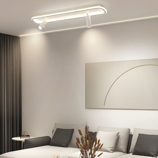 Long Rectangular LED 3-Step Dimming Ceiling Light with Spotlight