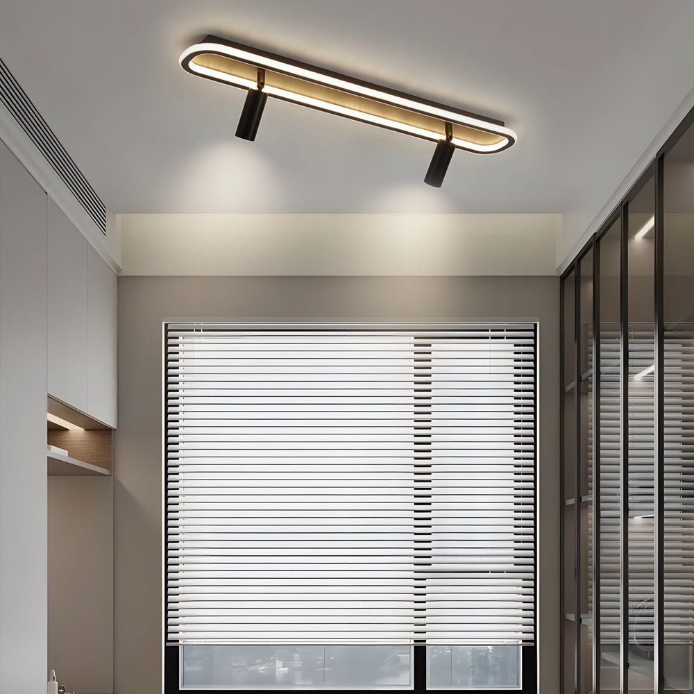 Long Rectangular LED 3-Step Dimming Ceiling Light with Spotlight