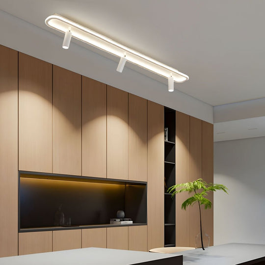 Long Rectangular LED 3-Step Dimming Ceiling Light with Spotlight