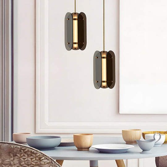 Long Round Glass Creative LED Simple Luxury Nordic Pendant Light