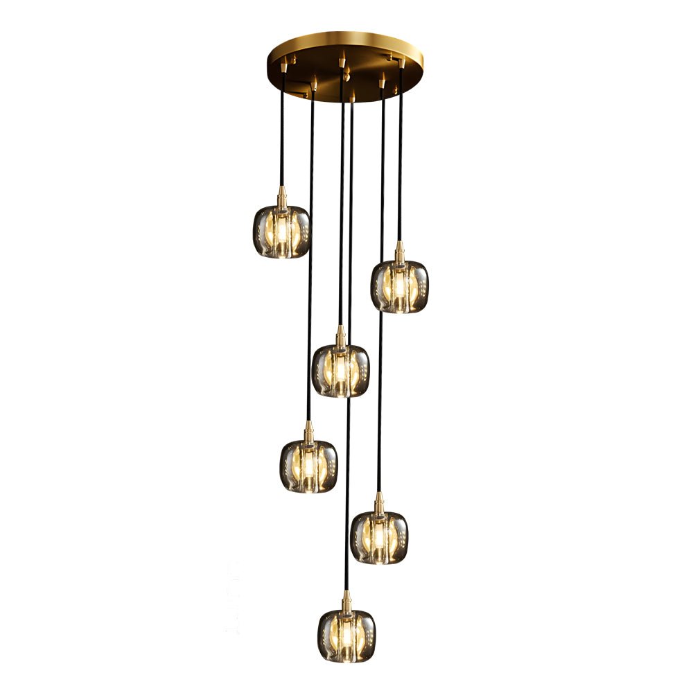 Long Spiral Cubes Crystal LED Dimmable Chandelier for Staircase