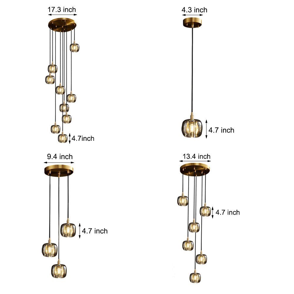 Long Spiral Cubes Crystal LED Dimmable Chandelier for Staircase