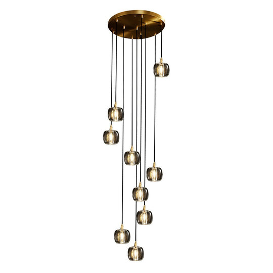 Long Spiral Cubes Crystal LED Dimmable Chandelier for Staircase