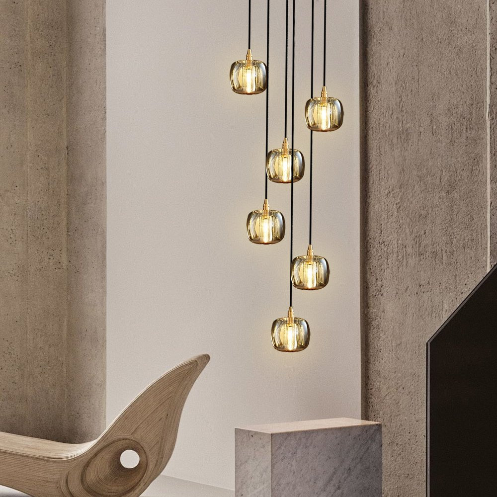 Long Spiral Cubes Crystal LED Dimmable Chandelier for Staircase