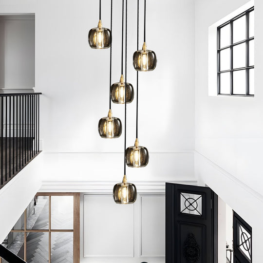 Long Spiral Cubes Crystal LED Dimmable Chandelier for Staircase