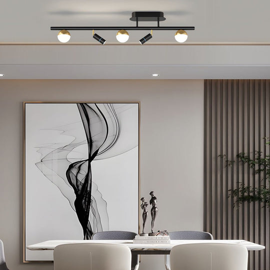 Nordic LED Linear Ceiling Light with 5/7 Spotlights – 3-Step Dimming