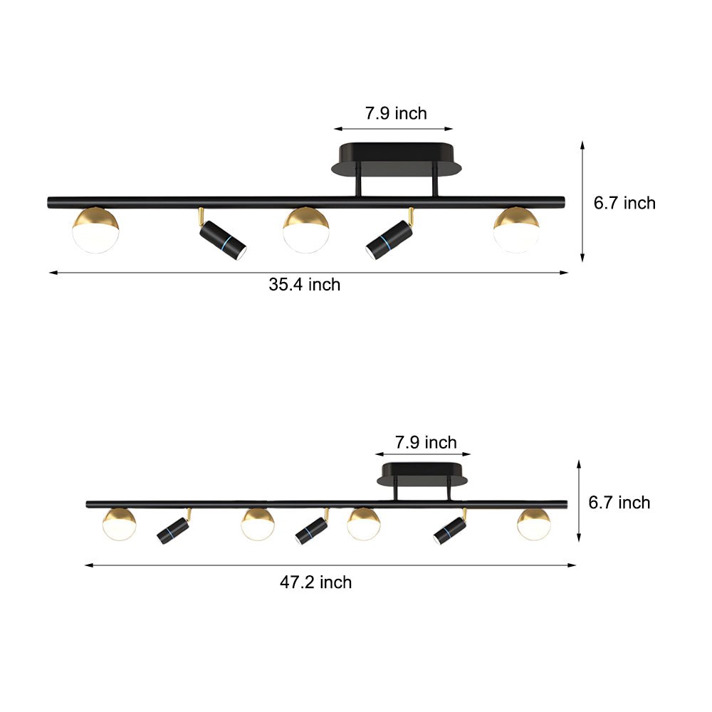 Nordic LED Linear Ceiling Light with 5/7 Spotlights – 3-Step Dimming