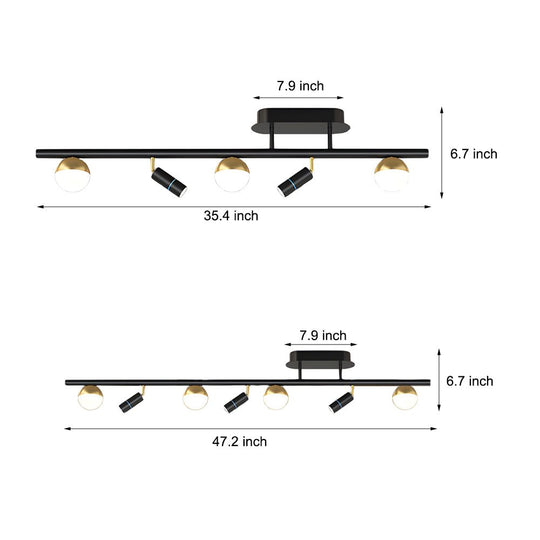 Nordic LED Linear Ceiling Light with 5/7 Spotlights – 3-Step Dimming