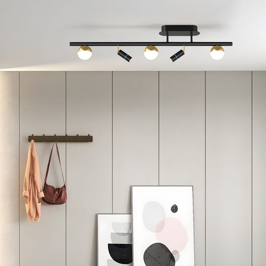 Nordic LED Linear Ceiling Light with 5/7 Spotlights – 3-Step Dimming