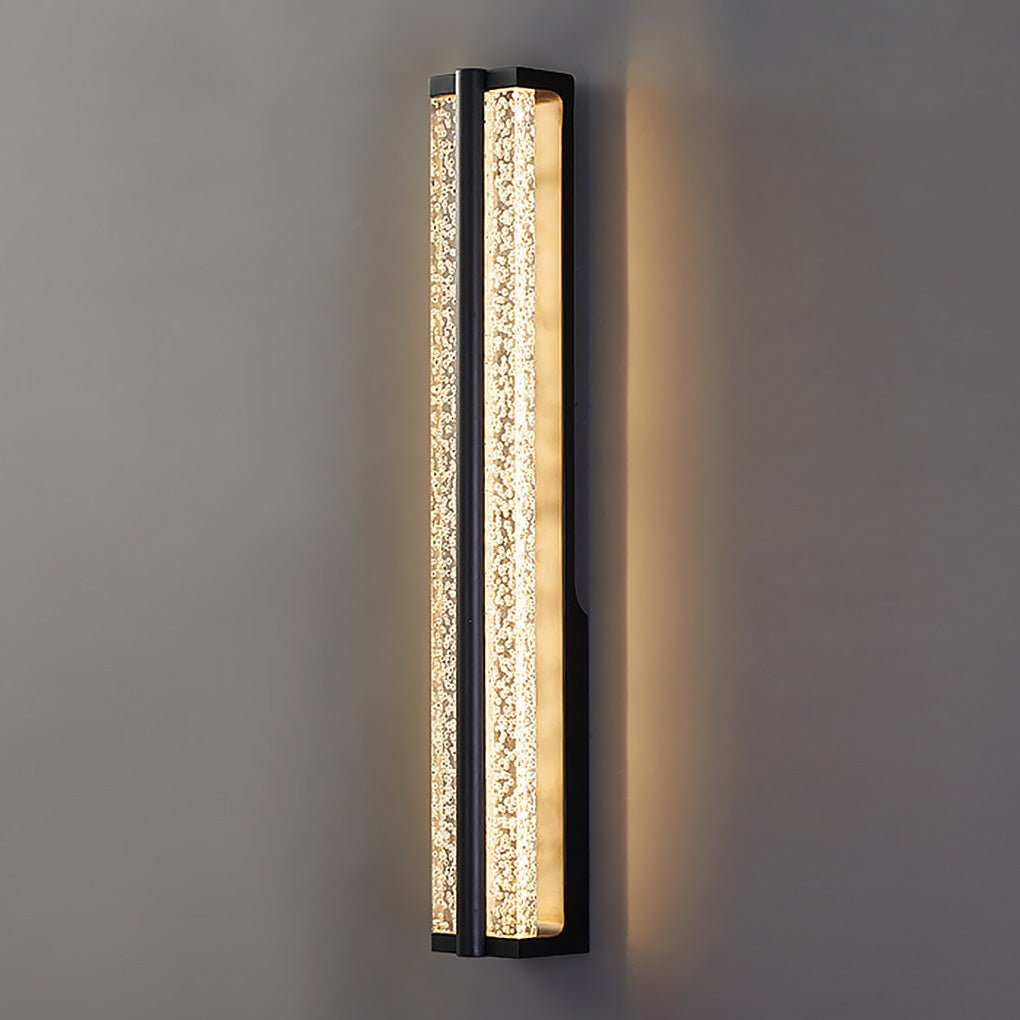 Black Rectangular Stainless Steel Crystal LED Wall Sconce