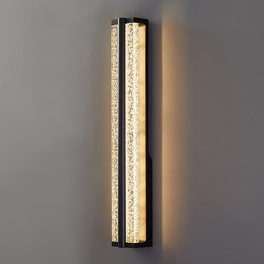 Black Rectangular Stainless Steel Crystal LED Wall Sconce