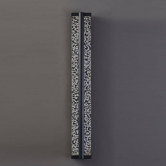 Black Rectangular Stainless Steel Crystal LED Wall Sconce
