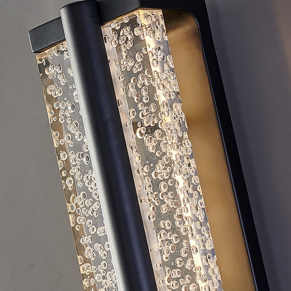 Black Rectangular Stainless Steel Crystal LED Wall Sconce