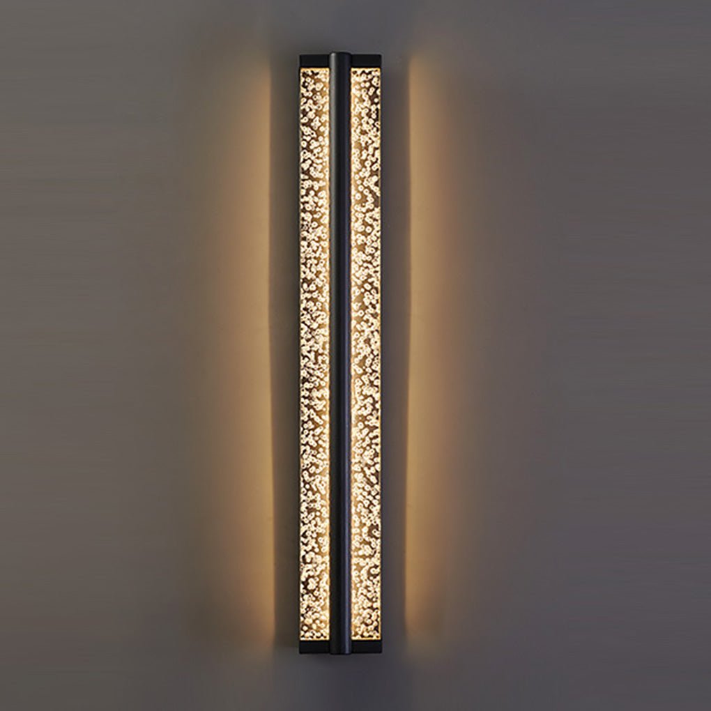 Black Rectangular Stainless Steel Crystal LED Wall Sconce