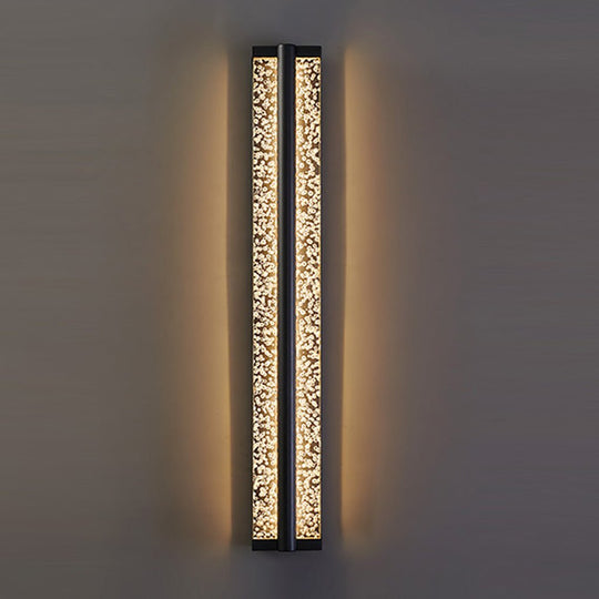 Black Rectangular Stainless Steel Crystal LED Wall Sconce