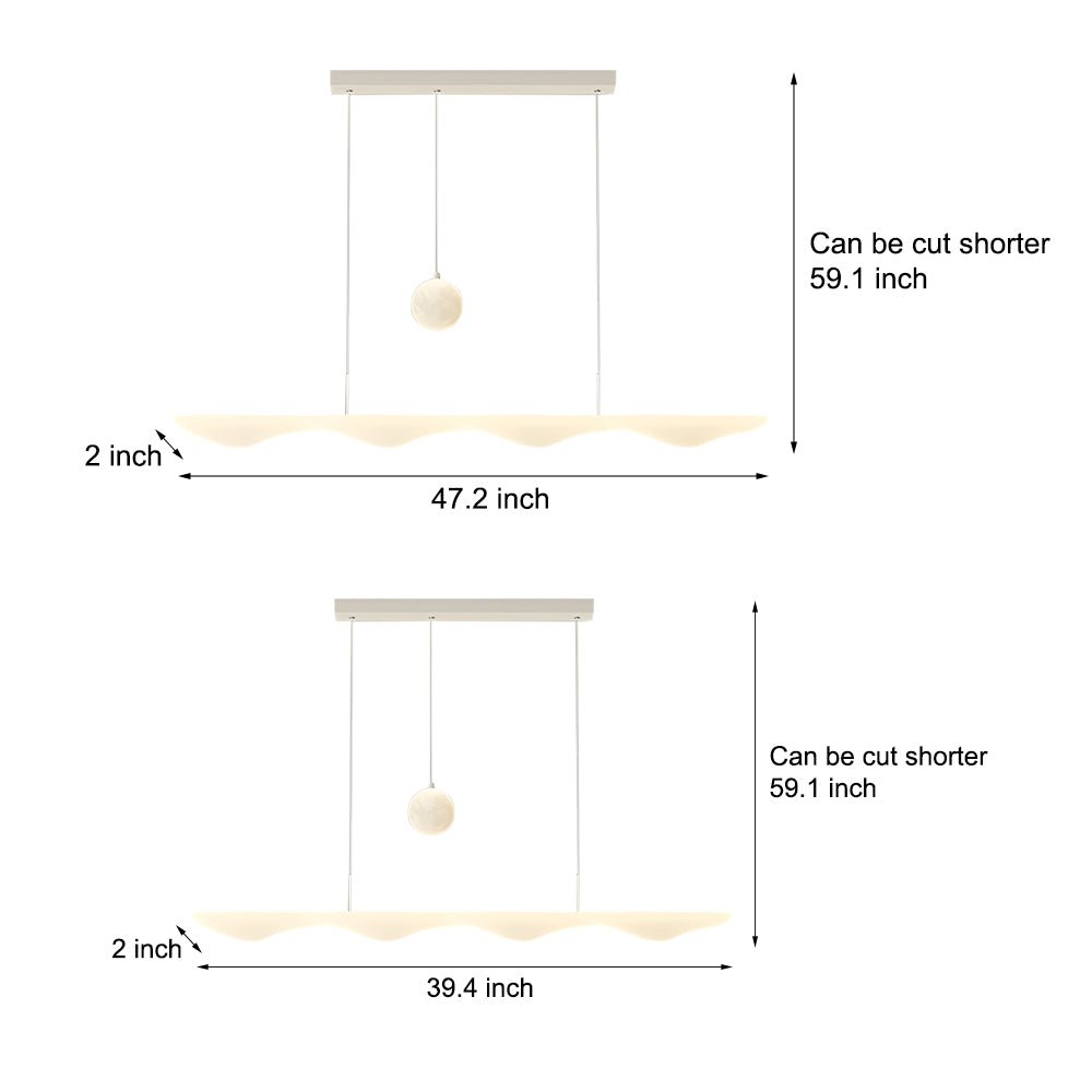 Modern White Wave Moon LED Chandelier – 3-Step Dimming