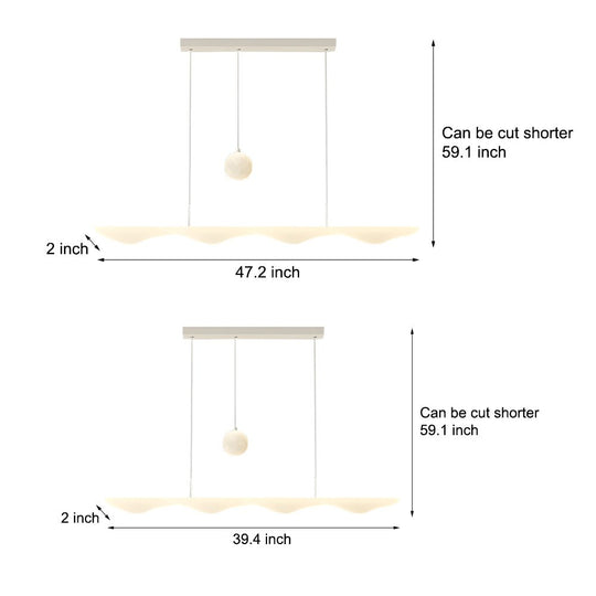 Modern White Wave Moon LED Chandelier – 3-Step Dimming