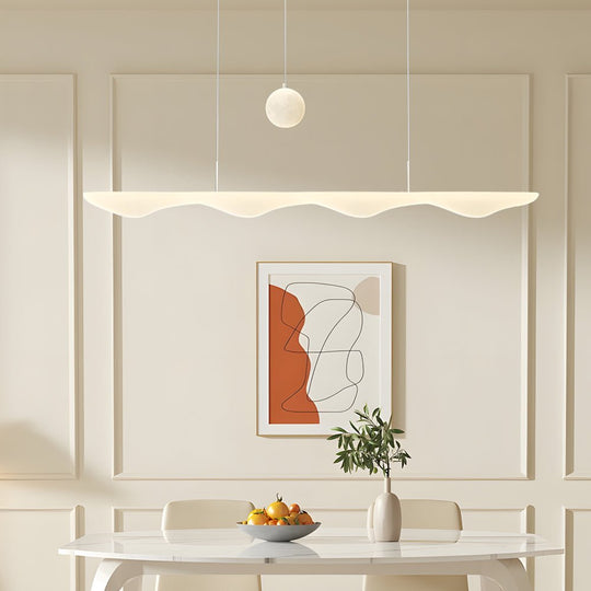 Modern White Wave Moon LED Chandelier – 3-Step Dimming