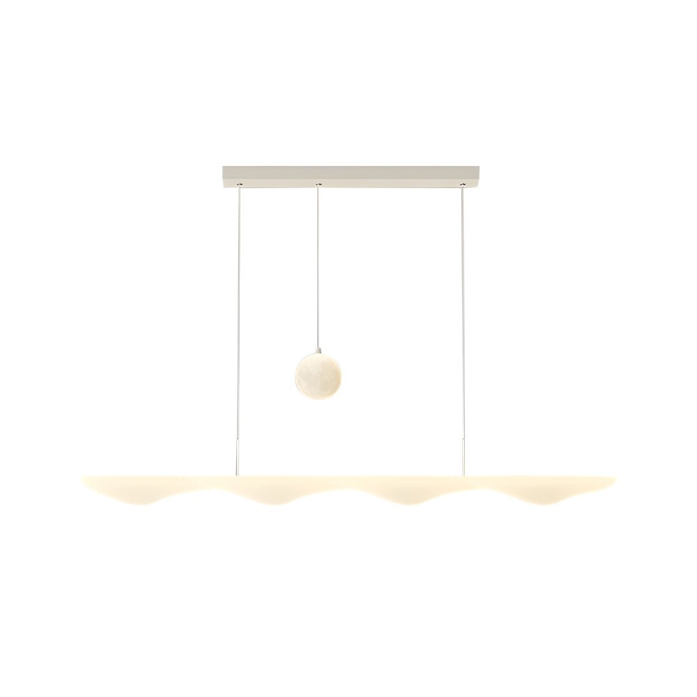 Modern White Wave Moon LED Chandelier – 3-Step Dimming