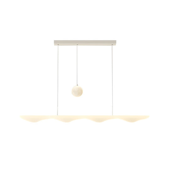 Modern White Wave Moon LED Chandelier – 3-Step Dimming
