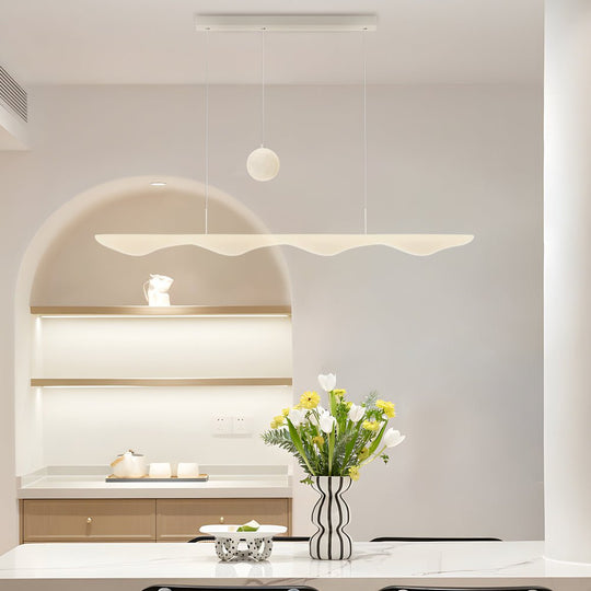 Modern White Wave Moon LED Chandelier – 3-Step Dimming