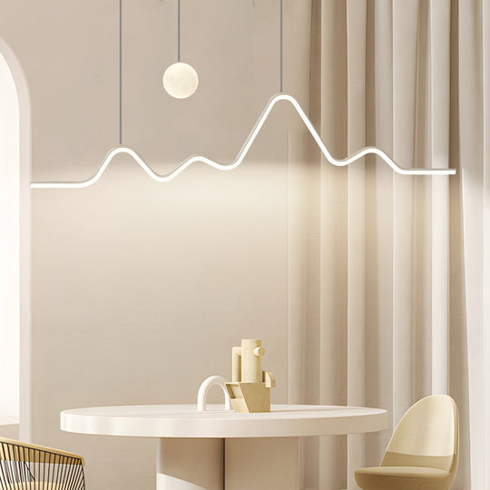 Modern Waves Mountain Moon LED Chandelier – 3-Step Dimming