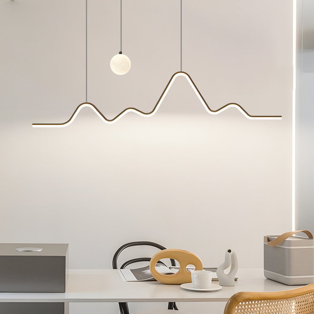 Modern Waves Mountain Moon LED Chandelier – 3-Step Dimming