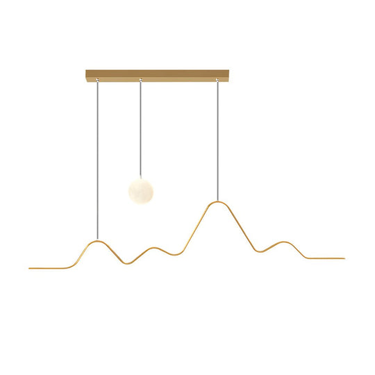 Modern Waves Mountain Moon LED Chandelier – 3-Step Dimming