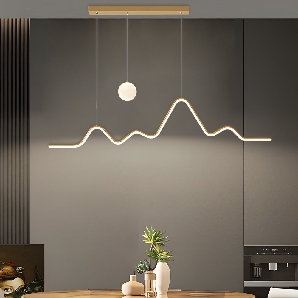 Modern Waves Mountain Moon LED Chandelier – 3-Step Dimming