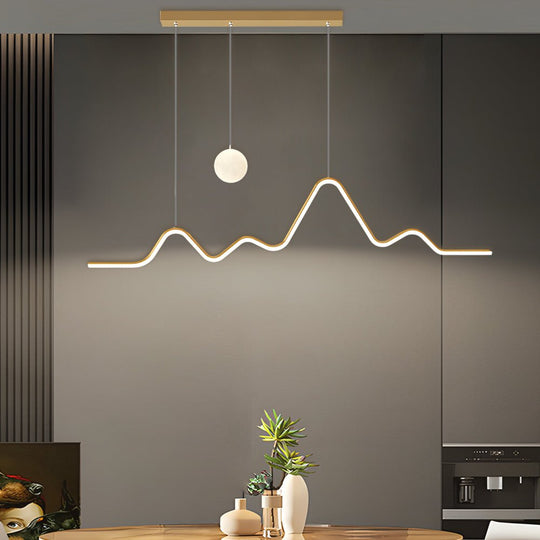 Modern Waves Mountain Moon LED Chandelier – 3-Step Dimming