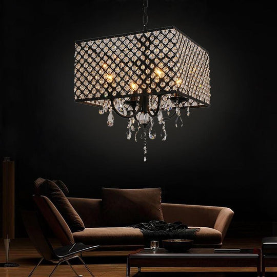 Square Electroplated Metal Glass LED Nordic Chandelier Pendant Light