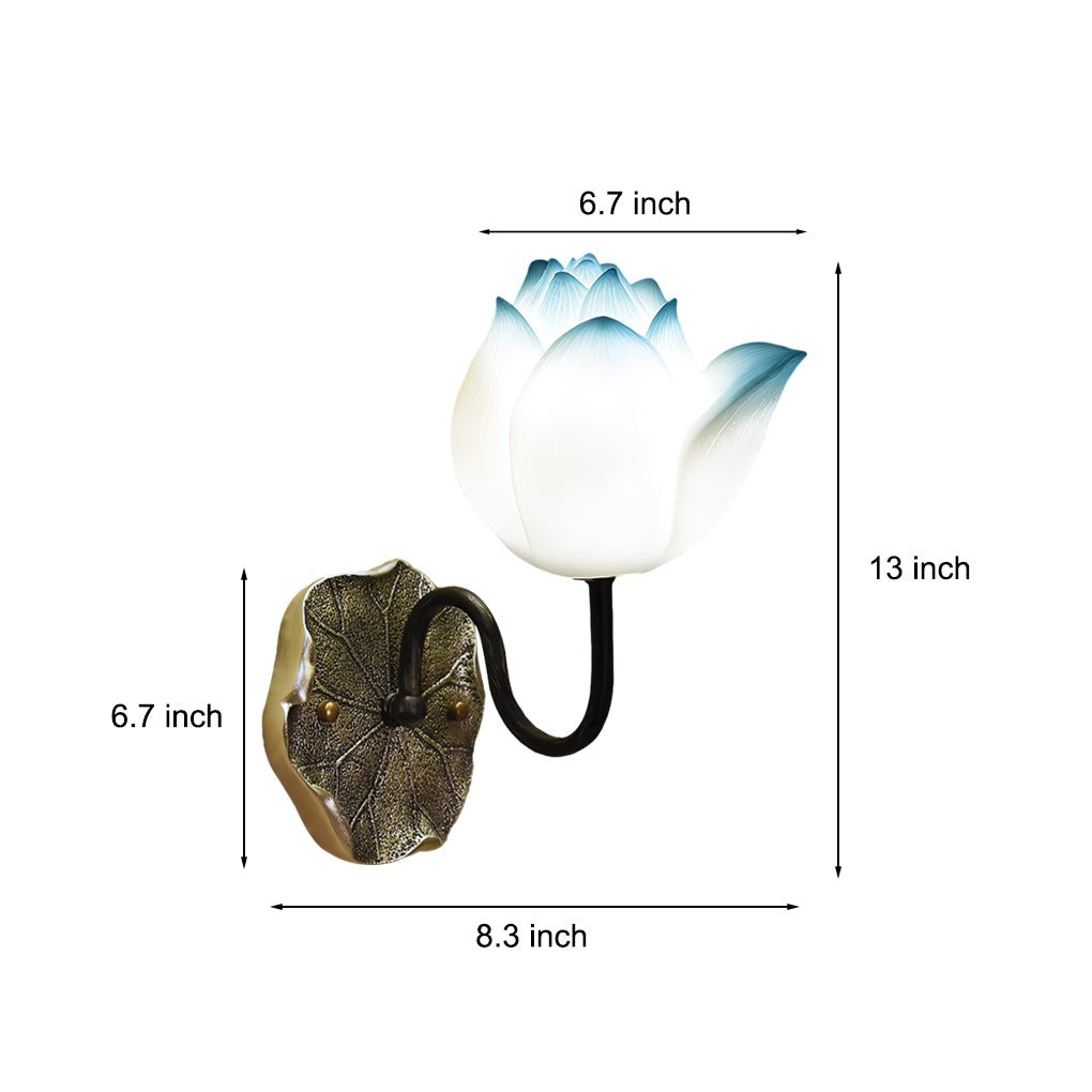 Lotus Flowers Resin Three Step Dimming Wall Light Fixture