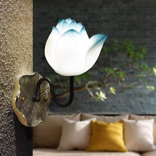 Lotus Flowers Resin Three Step Dimming Wall Light Fixture