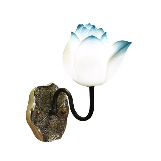 Lotus Flowers Resin Three Step Dimming Wall Light Fixture