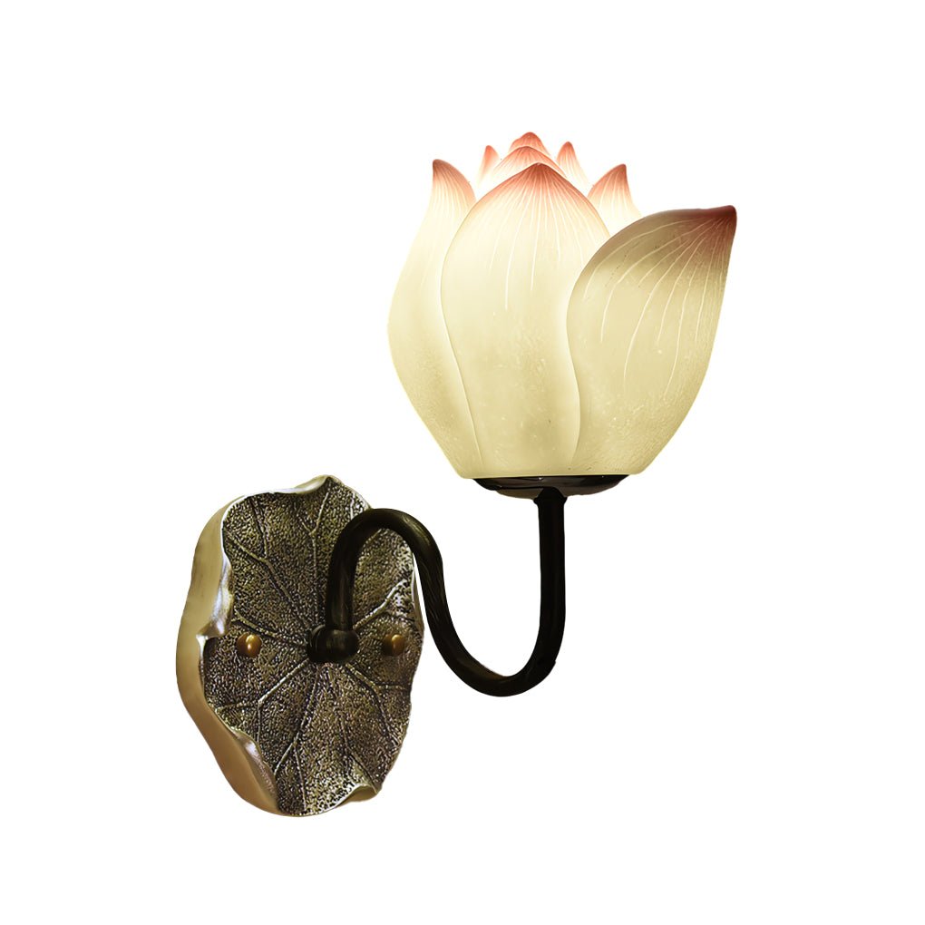 Lotus Flowers Resin Three Step Dimming Wall Light Fixture