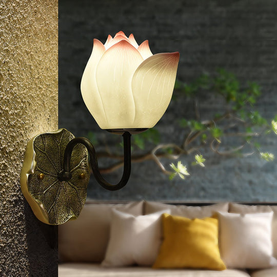 Lotus Flowers Resin Three Step Dimming Wall Light Fixture