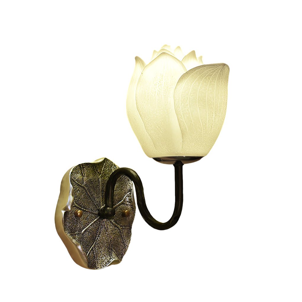 Lotus Flowers Resin Three Step Dimming Wall Light Fixture