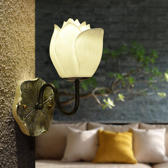 Lotus Flowers Resin Three Step Dimming Wall Light Fixture