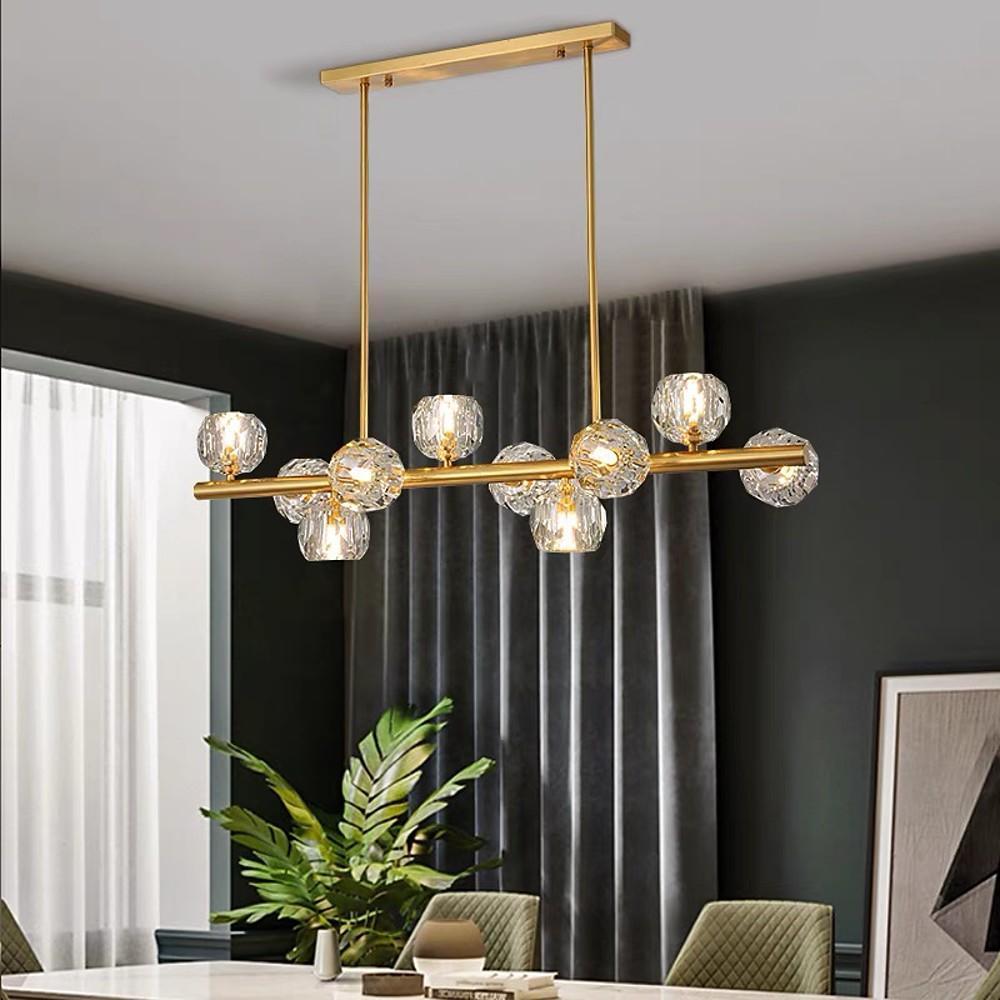 Gold Metal Crystal Globe Cluster LED Chandelier