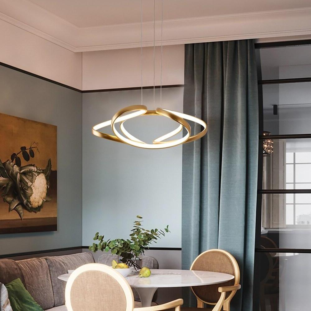 Interwoven Wave Design Gold Sputnik Chandelier – Metal Ceiling Light