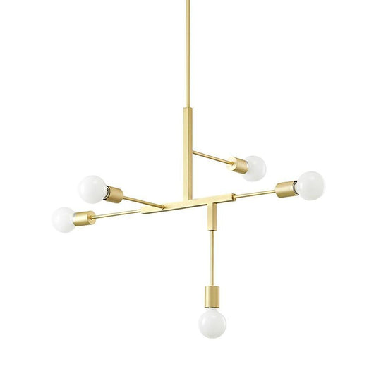5 Light LED Artistic Glass and Metal Sputnik Chandelier