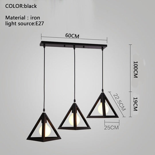 Geometric LED Adjustable Black Vintage Pendant Light
