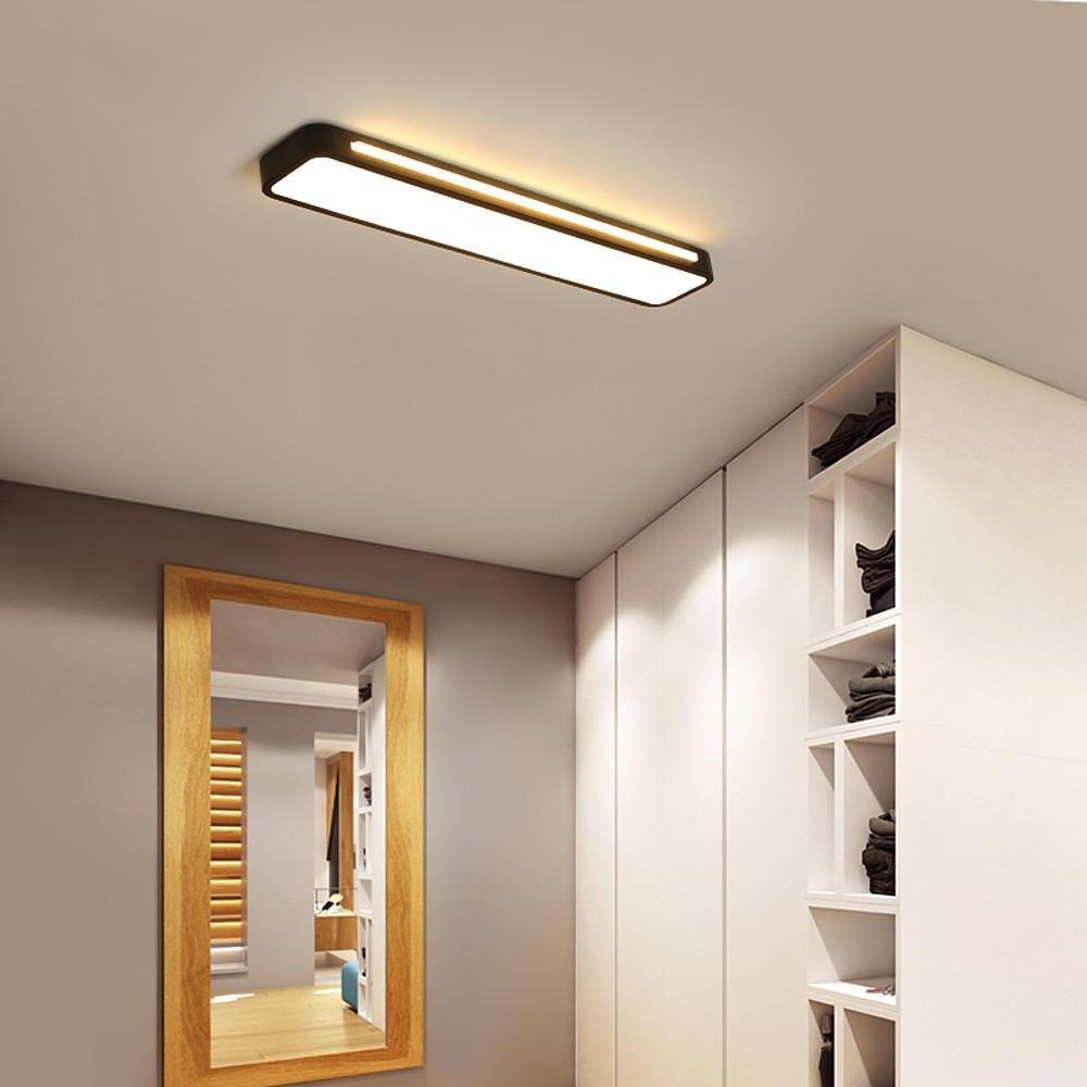 Rectangular Black/White Metal LED Flush Mount Ceiling Light