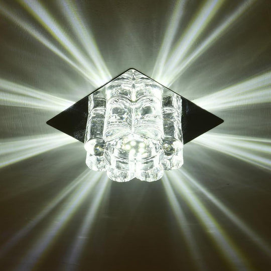 Flower Shaped Electroplated Metal Crystal LED Modern Ceiling Light