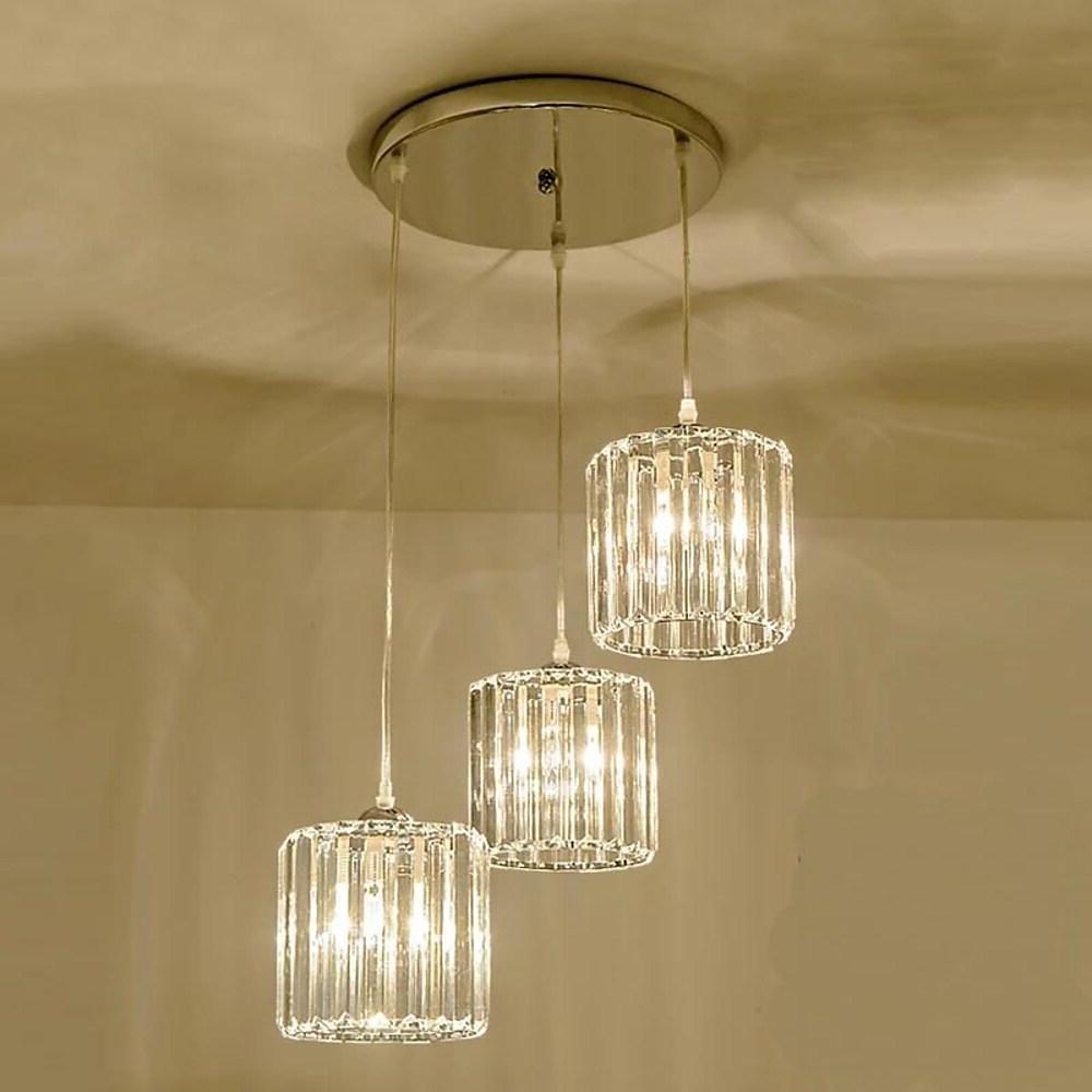 3 Metal Crystal Island Lantern LED Chandelier