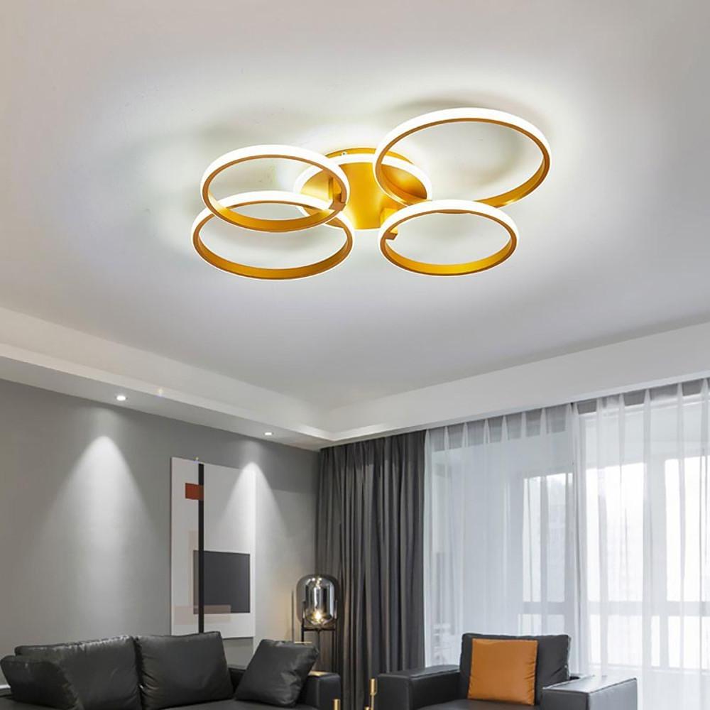 4 Circle Artistic Gold Flush Mount Metal LED Ceiling Light