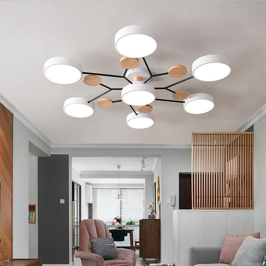 Sputnik – Artistic Metal and Wood Chandelier for Kids Room, Bedroom, and Living Spaces