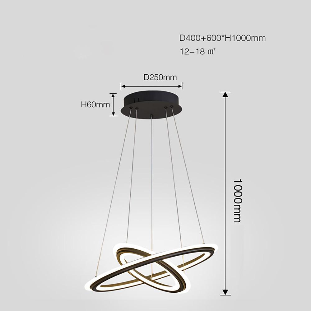 2 Light Circles Shaped LED Nordic Chandeliers Hanging Ceiling Lights
