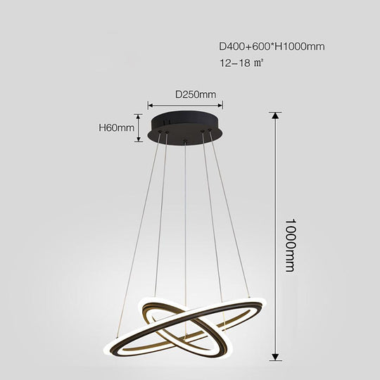 2 Light Circles Shaped LED Nordic Chandeliers Hanging Ceiling Lights